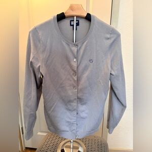 Lands’ End Gray Button Front Cardigan Sweater Women M Office Teacher Work